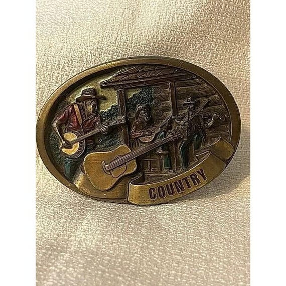 1986 C & J Inc. "Country" Musicians Pewter Belt Buckle #1446
