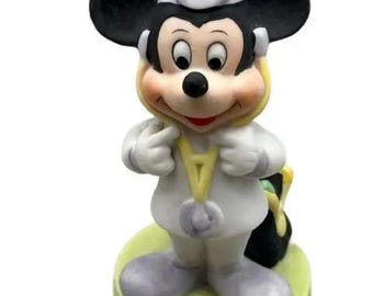 ヴィンテージ ミッキーマウス 像/置物 陶器製 蝶ネクタイ着用 帽子持ち