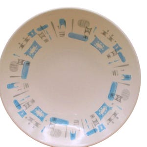 Vintage Royal China Blue Heaven 9.5 Serving Vegetable Bowl MCM Atomic Turquoise