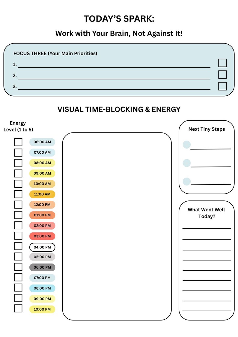 ADHD Planner Printable PDF, Daily Organizer, Monthly Planner, Executive ...