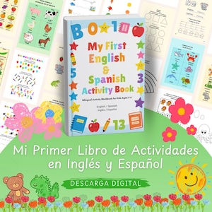 Libro de Actividades en Inglés y Español | Libro de Actividades Bilingüe Imprimible | Educativo para Niños de 3 a 6 Años |Educación en Casa