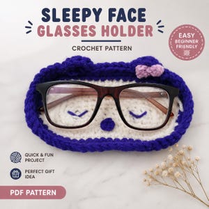 Sleepy Face Glasses Holder Crochet Pattern PDF, Eyeglass Tray Crochet Pattern, Cute Desk Organizer, Eyewear Holder, Gift DIY