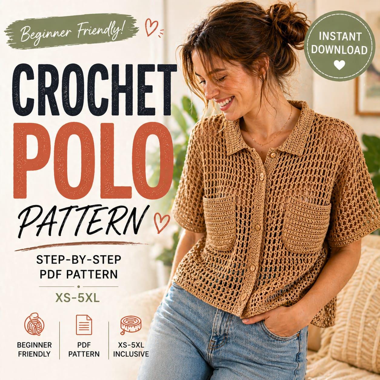 30 Summer Top Crochet Patterns: Chic Styles for Warm-Weather Dressing 15 Urban Crochet Polo Shirt Pattern