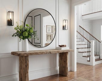 Rustic Console Table, Reclaimed Solid Wood, Live Edge, Entryway Hallway Storage, Handmade Farmhouse Style