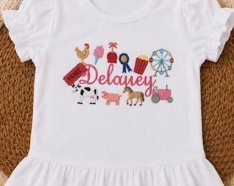 Fair Girl Shirt | Personalized Carnival Outfit | County Fair Embroidered Toddler Top | Farm Animal Birthday Shirt | Custom Girl Fair Tee