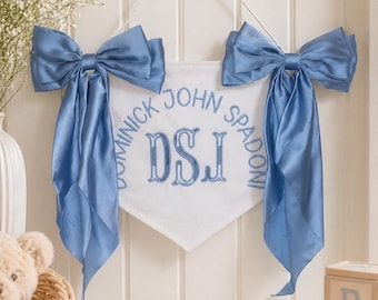 Personalized Embroidered Baby Name Banner | Custom Nursery Decor, Keepsake Sign