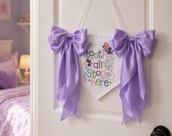 Tooth Fairy Stop Here Door Hanger | Tooth Fairy Door Sign for Girls | Tooth Fairy Bedroom Decor | Magical Kids Room Decor