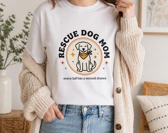 Rescue Dog Mom Tee | Labrador Illustration, Adoption Pride Shirt