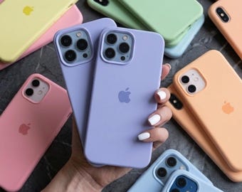 Capa protetora macia de silicone líquido, simples e minimalista, em tons pastel e cores vibrantes.