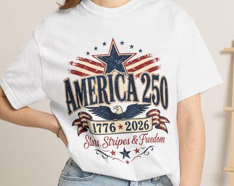 America 250th Anniversary Shirt, Vintage Patriotic USA Tee, 1776-2026 Celebration Unisex Garment-Dyed T-Shirt
