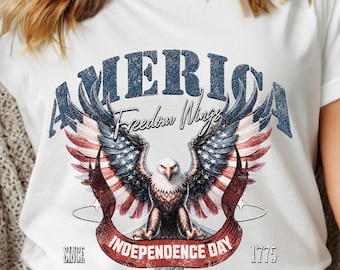 Freedom Wings Eagle Shirt, Vintage Americana Patriotic Tee, Independence Day Graphic Shirt