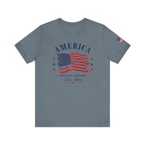 America 250 Years Freedom Distressed Flag Shirt, Patriotic USA 1776-2026 Tee image 4