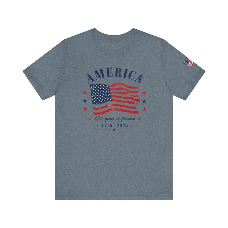 America 250 Years Freedom Distressed Flag Shirt, Patriotic USA 1776-2026 Tee image 4