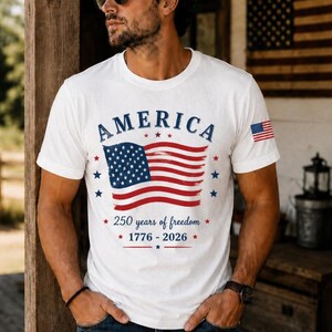 America 250 Years Freedom Distressed Flag Shirt, Patriotic USA 1776-2026 Tee image 12