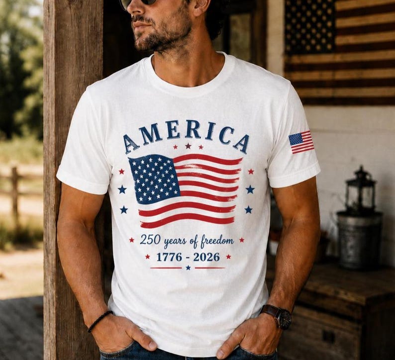 America 250 Years Freedom Distressed Flag Shirt, Patriotic USA 1776-2026 Tee image 12