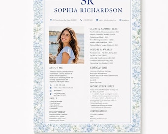 Sorority Resume Template with photo| Sorority Resume and Cover Letter| Rush Resume Template| PNM resume |Recruitment packet| Resume template