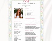 Sorority Resume Template with Photo, Editable Resume and Cover Letter for Sorority Recruitment,Sorority Rush Resume Template,Monogram,Floral