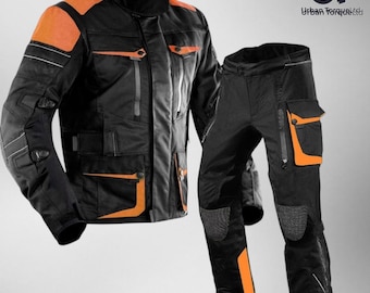 Conjunto de chaqueta y pantalón de moto Dynatech con protección Kevlar, impermeable y apto para todo tipo de clima.