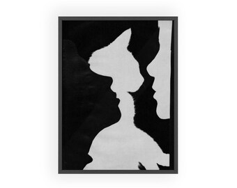 Siluetas abstractas con ilusión óptica en blanco y negro