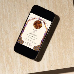 Collezione Kente | Invito di nozze africano personalizzabile – Modello Canva – Invito di nozze tradizionale