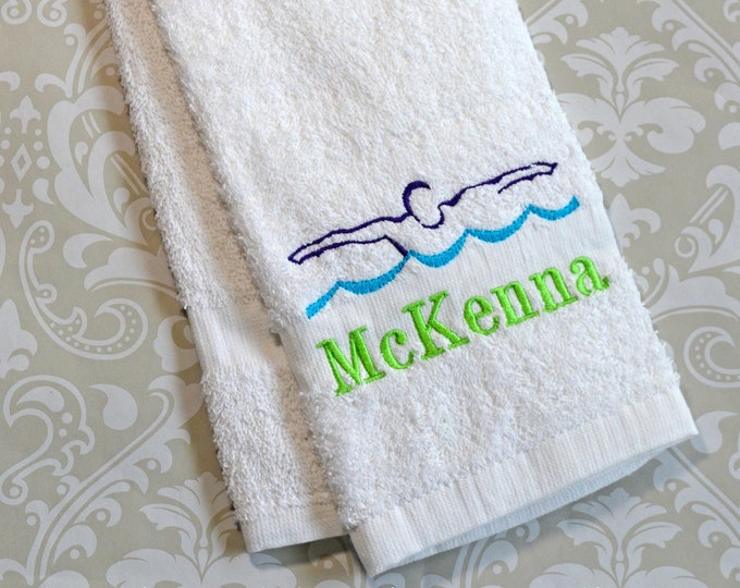 Personalized Swimmer Bath Towel ST0027  // Swimmer Gift // Swimming // Team Gift // Swim Gift // Swim Coach Gift // Fly// Personalized Gift