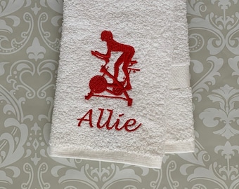 Personalized Indoor Cycling Towel Female STIC1 // Cycling Towel  // Cycling Gifts // Bike Gift // Trainer Gift // Gym Towel