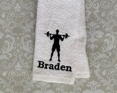 Personalized Weightlifting Towel   STWL01  // Weightlifter Gift // Weightlifting // Team Gift // Gym // Weights // Barbell