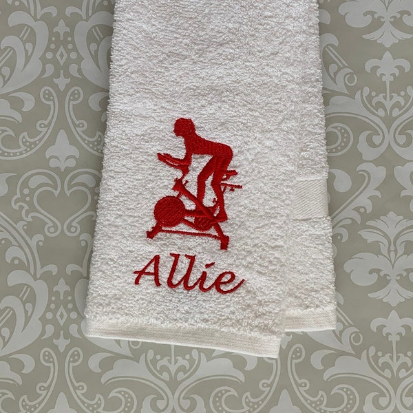 Personalized Indoor Cycling Towel Female STIC1 // Cycling Towel  // Cycling Gifts // Bike Gift // Trainer Gift // Gym Towel