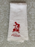 Personalized Embroidered Cycling Towel: Female Cyclist Gift