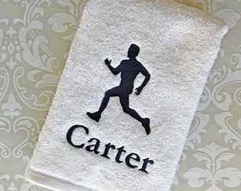 Personalized Embroidered Runner Towel – Running Gift for Men