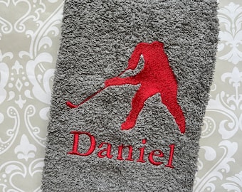 Personalized Hockey Player Embroidered Towel, Team Gift