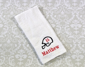 Personalized Football Player Hand Towel ST007 //Football Coach Gift // Football Gift // Team Gift // Player // Mom Gift