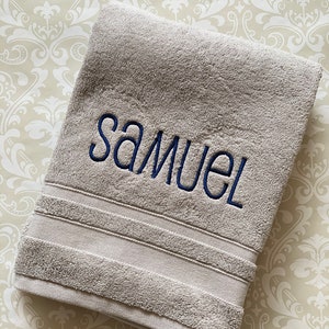 Monogrammed Name Bath Towel, Personalized Embroidered Gift