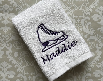 Embroidered Ice Skate Towel - Personalized Figure Skater Gift