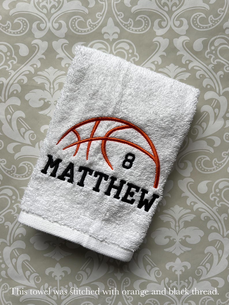 Personalized Basketball Towel, Embroidered Team Gift image 1