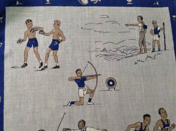 Vintage Sports Handkerchief Boxing Archery Track … - image 2