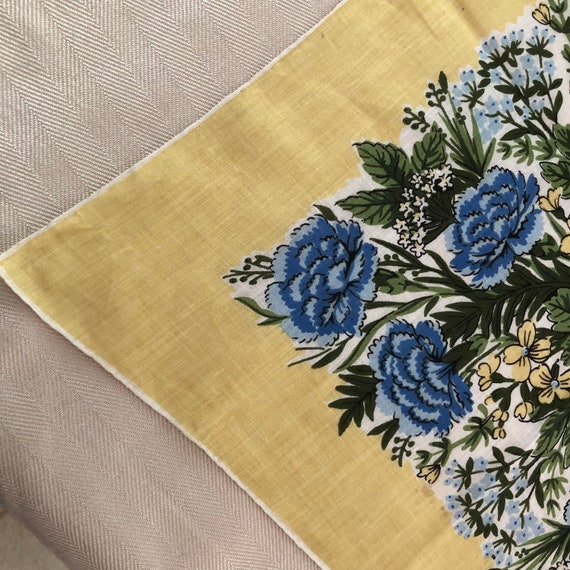 Vintage Linen Handkerchief Pure Linen Bright Flor… - image 4