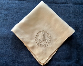 Exquisite Madeira M Initial White Vintage Handkerchief Quality Embroidery Wedding Accessory for the Bride Unused Madeira Portugal Label