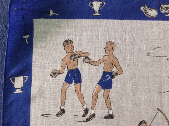 Vintage Sports Handkerchief Boxing Archery Track … - image 4