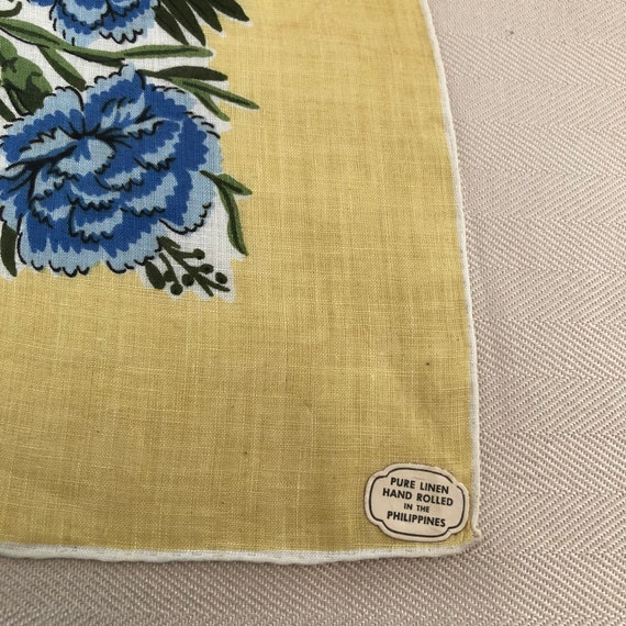 Vintage Linen Handkerchief Pure Linen Bright Flor… - image 3