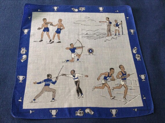 Vintage Sports Handkerchief Boxing Archery Track … - image 7