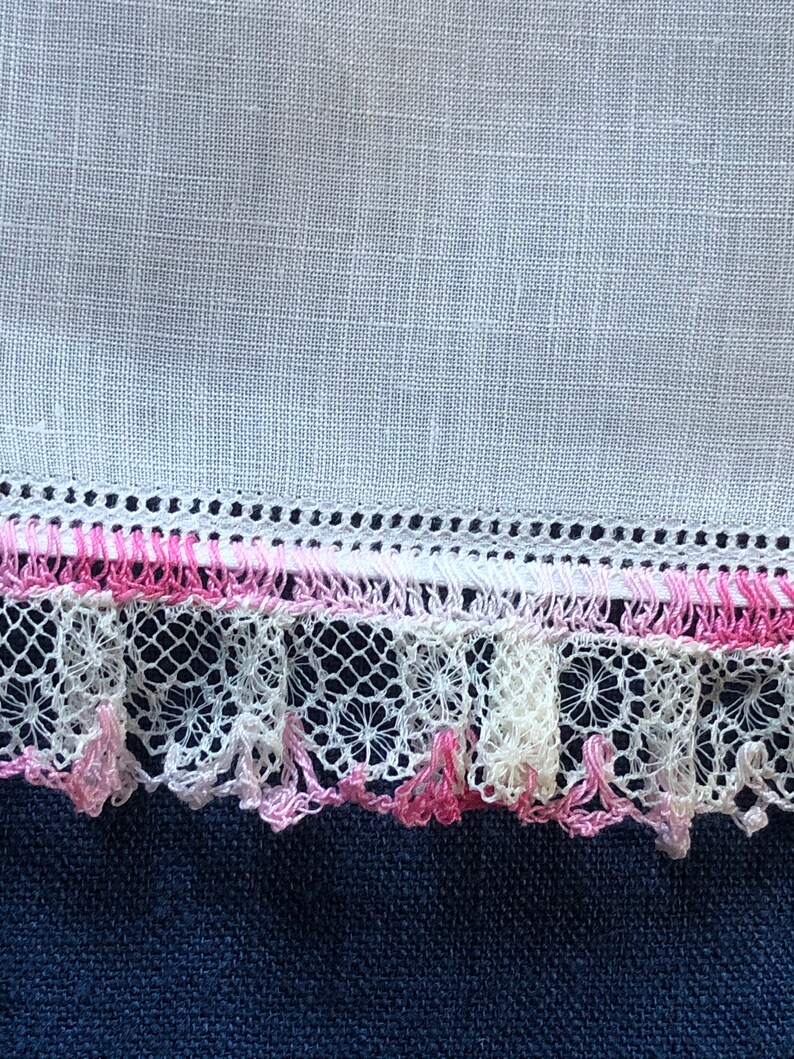 Vintage Pink Lace Handkerchief: White Linen Ruffle Accessory - Etsy