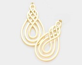 Abstract Gold Knot Clip On Earrings Clipon or Fish Hook Design