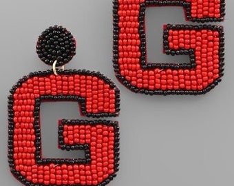 Clip On Letter G Earrings Seed Beaded Clipon Post Designs Georgia College Football