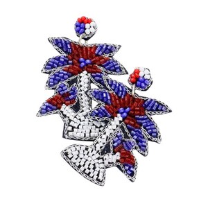 Clipon Palm Tree Seedbead Earrings USA Flag Patriotic Clip On Post Designs