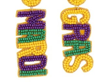 Clip On Seedbead Earrings Mardi Gras Seed Bead Clipon Post Designs