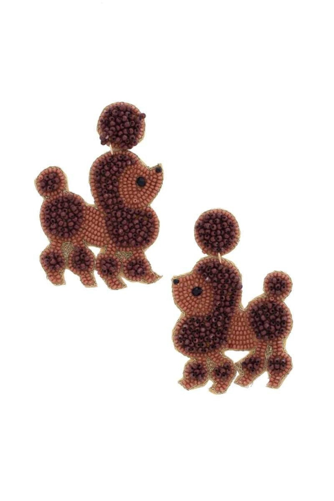 Clip on Poodle Earrings Seed Beaded Clipon Post Puppy Design - Etsy