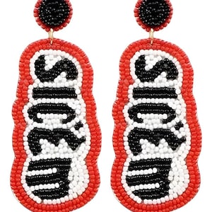 Clip On Georgia Sic'Em Earrings Seed Beaded Clipon Post Designs Georgia College Football