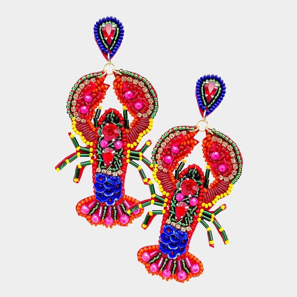 Clip On Multi Lobster Seed Beaded Earrings Clipon Post Threaded Design