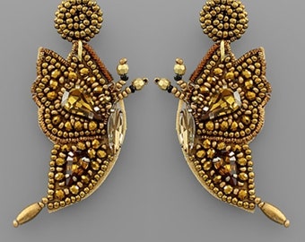 Clip On Butterfly Seed Beaded Earrings Clipon Post Designs Seedbead
